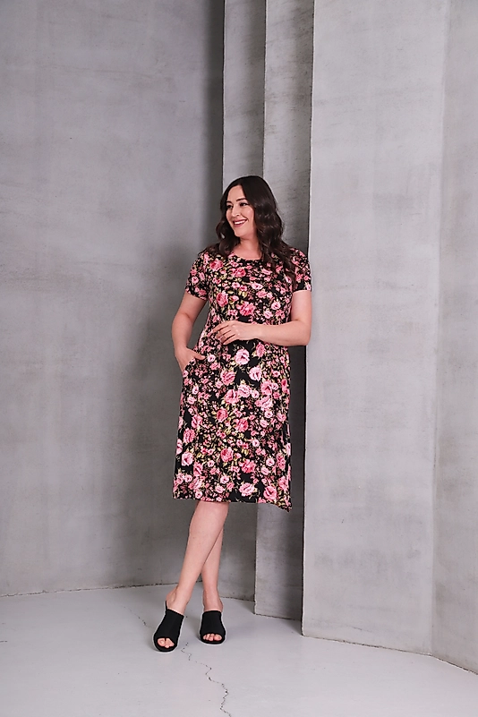 Bisiklet Yaka Cepli Midi Boy Elbise