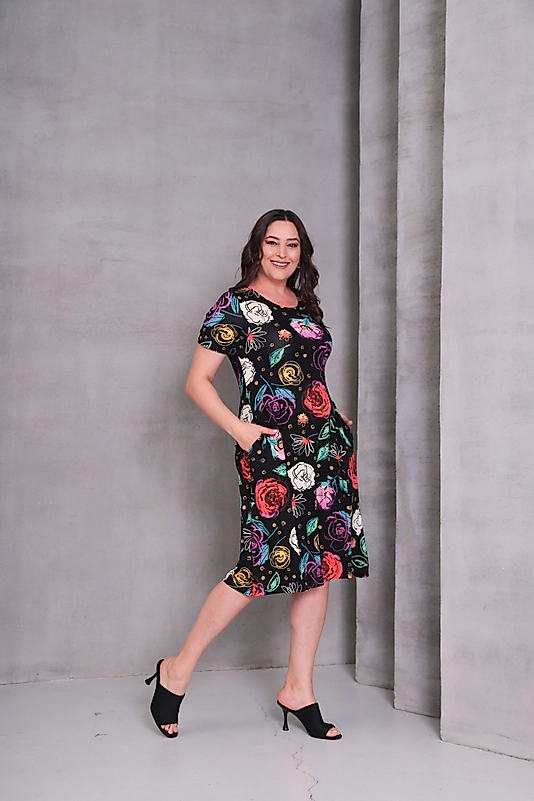 Bisiklet Yaka Cepli Midi Boy Elbise