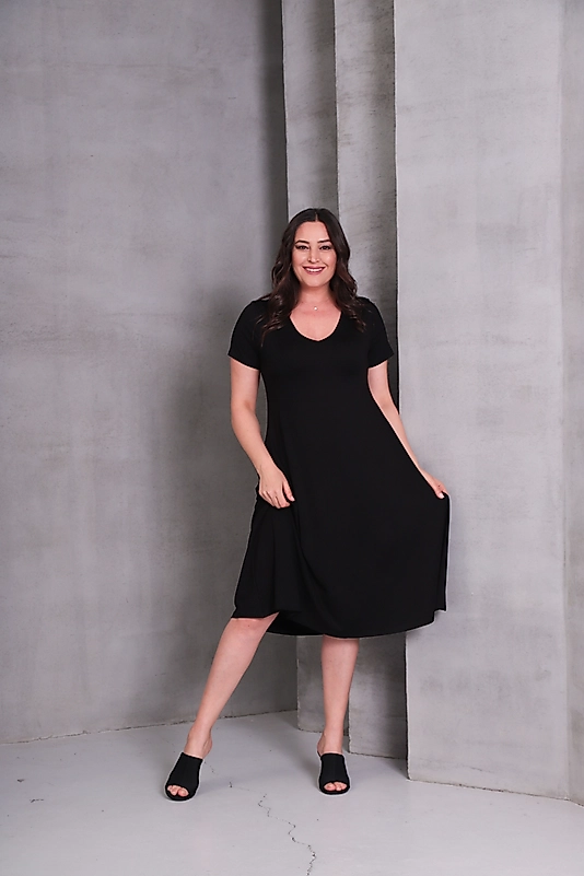 V Yaka Cepli Uzun Elbise